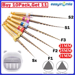 Easyinsmile Dental Endodoncia Endo Files Root canal Pro Gold Large Taper SX S1 F1 F2 F3 NITI Rotary File 21 25MM 31MM motor tip