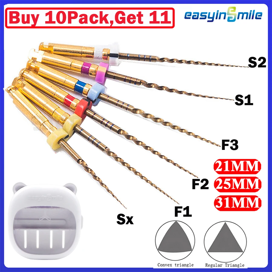 Easyinsmile Dental Endodoncia Endo Files Root canal Pro Gold Large Taper SX S1 F1 F2 F3 NITI Rotary File 21 25MM 31MM motor tip