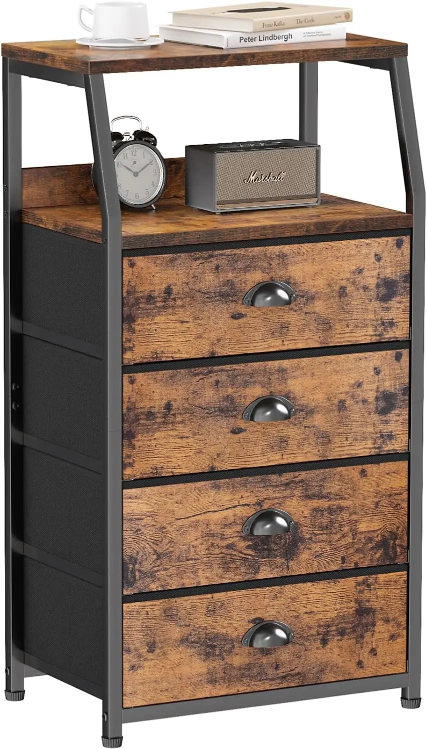 

Night Stand Tall 4 Drawers Dresser for Bedroom Hallway Nursery Closet Organizer Nightstand Bedside Table Furniture Vertical Stor