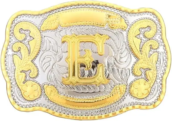Vintage Belt Buckle Men Western Cowboy Rodeo Initial Letter ABCDMRJ to Z Golden Belt Buckles for