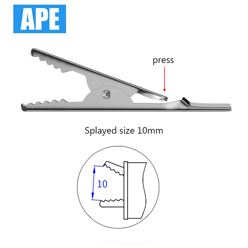 Pinces crocodile d'isolation avec prise de 2mm, pince crocodile en métal, accessoires de test pour multimètre, 10 pièces