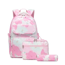 3 Pcs/Set School Bags for Teenage Girls Waterproof Kids Students Backpack Child Schoolbag With Pencil Case Lunch box Book Bag