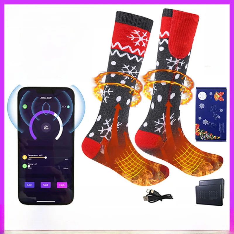 Cross-Border Amazon NewAPPMobile Phone Temperature Control Electric Heating Socks Men and Women Riding Ski Smart Heating Socks