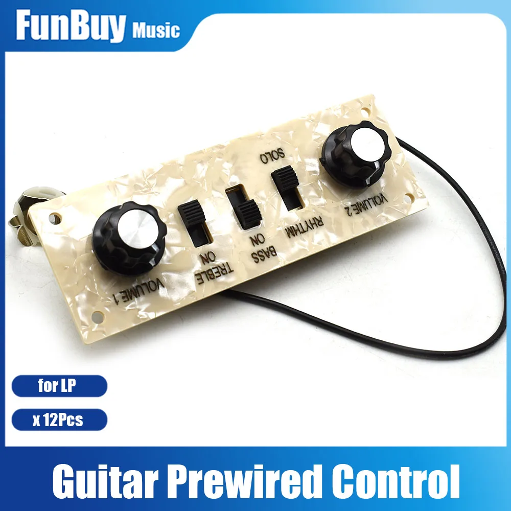 

12pcs Electric Guitar Prewired Control Plate Circuit Board Harness Switch w/KnobTuners Pickups Trapeze Tailpiece Control P