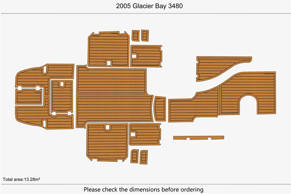 Eva foam Fuax teak seadek marine floor For 2005 Glacier Bay 3480 Cockpit Swim Platform 1/4