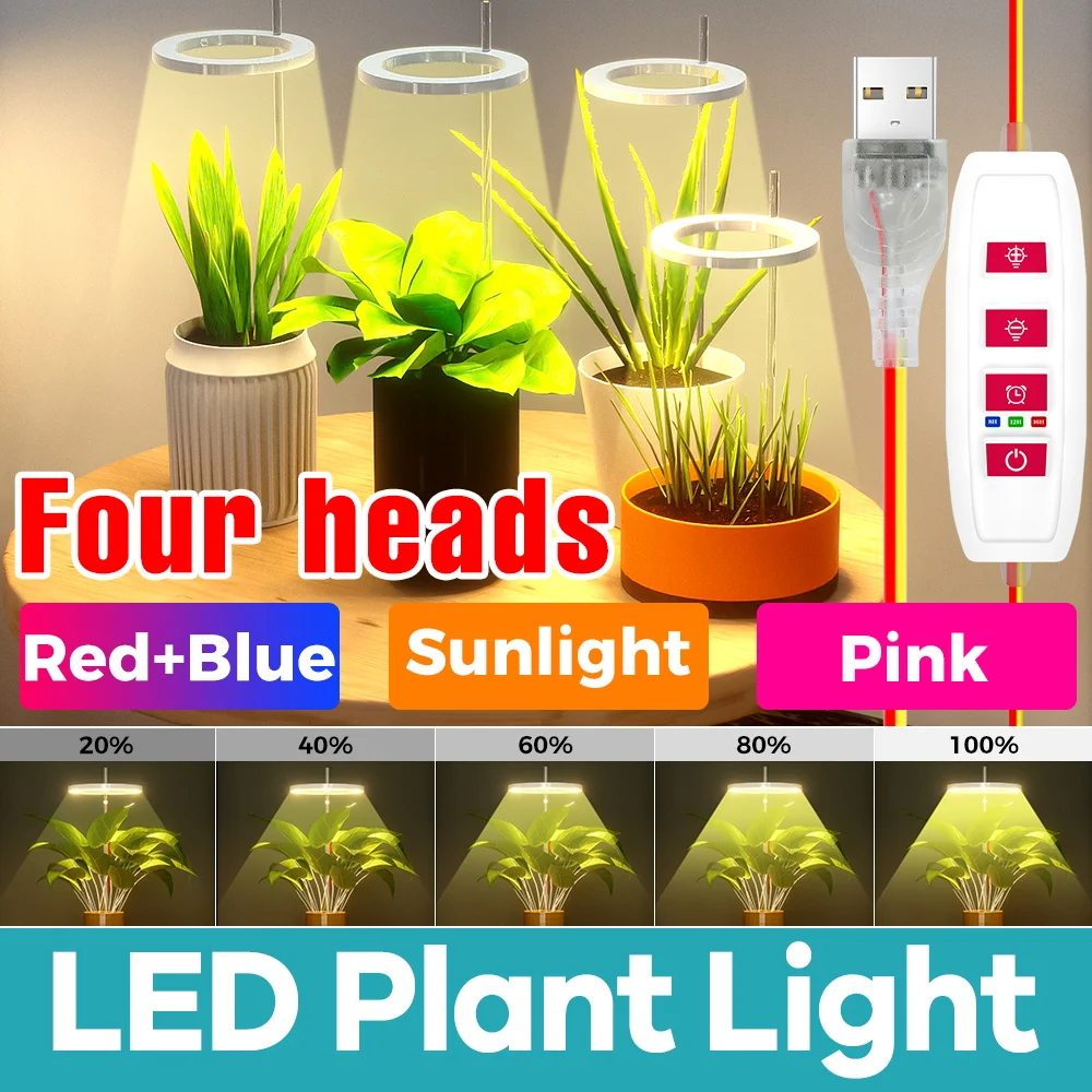 

LED Plant Grow Light USB 5V Full Spectrum Hydroponic Dimmable Timer Auto On/Off Cactus Flowers Succulent Growth Cultivation Lamp