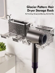 Bathroom Hair Dryer Storage Rack Glacier Patterned Wall Mounted Non Perforated Storage Tube Multifunctional Storage