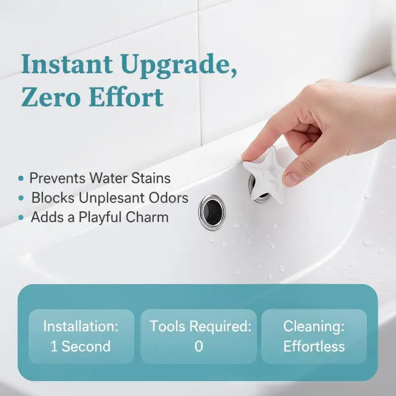 Bathtub Odor Seal Drain Plug 2Pcs Starfish-Shape Airtight Anti-Leak Stopper for Shower Basin Sink