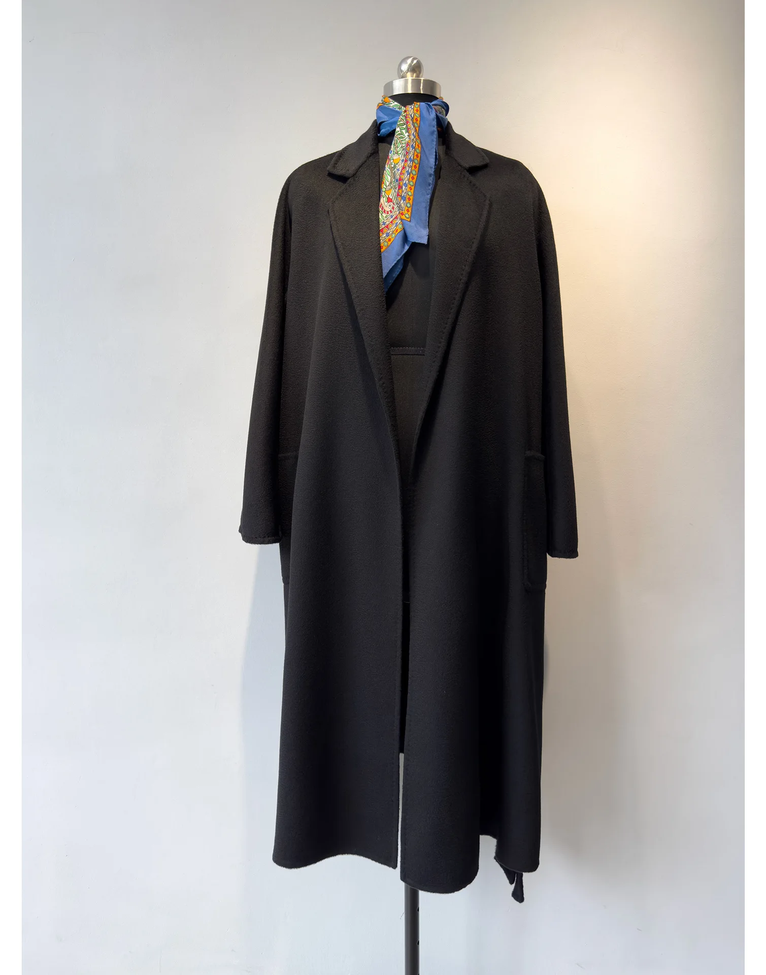 2024 Max Luxury Cashmere Water Ripple Coat，Women's Long Double-sided Cashmere Coat