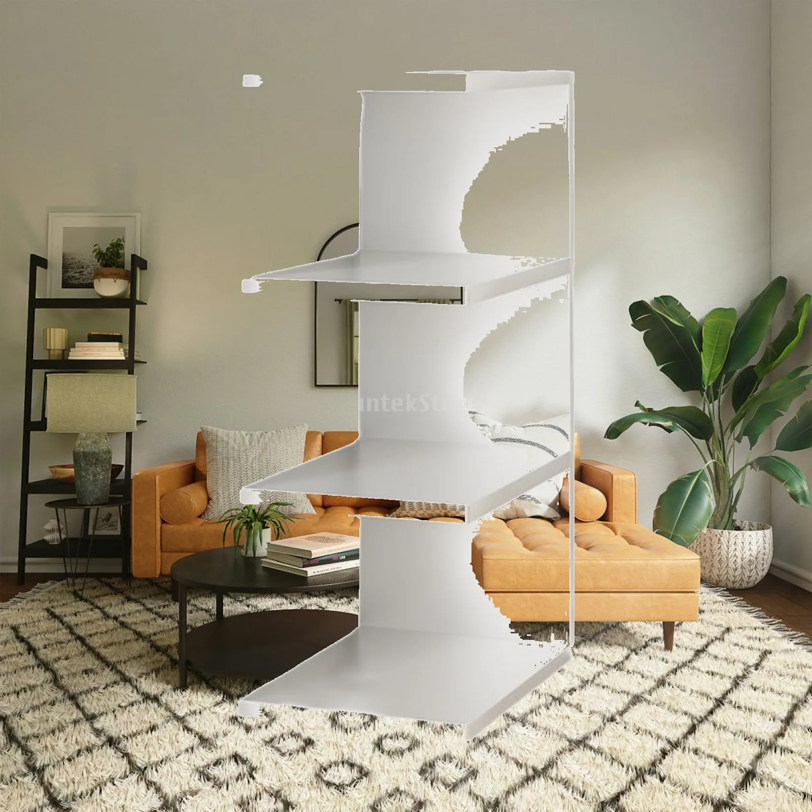 Desktop Shelf Organizer Book Storage Rack Sturdy Iron Display Bookcase for Work from Home Desks