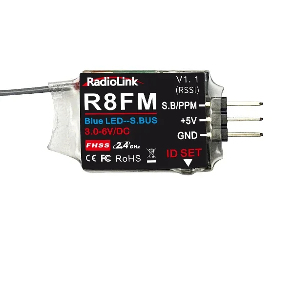 Radiolink r8fm 8 canais 2.4ghz mini receptor suporte sinal sbus ppm para rc fpv drone avião t8fb t8s t16d t12d transmissor