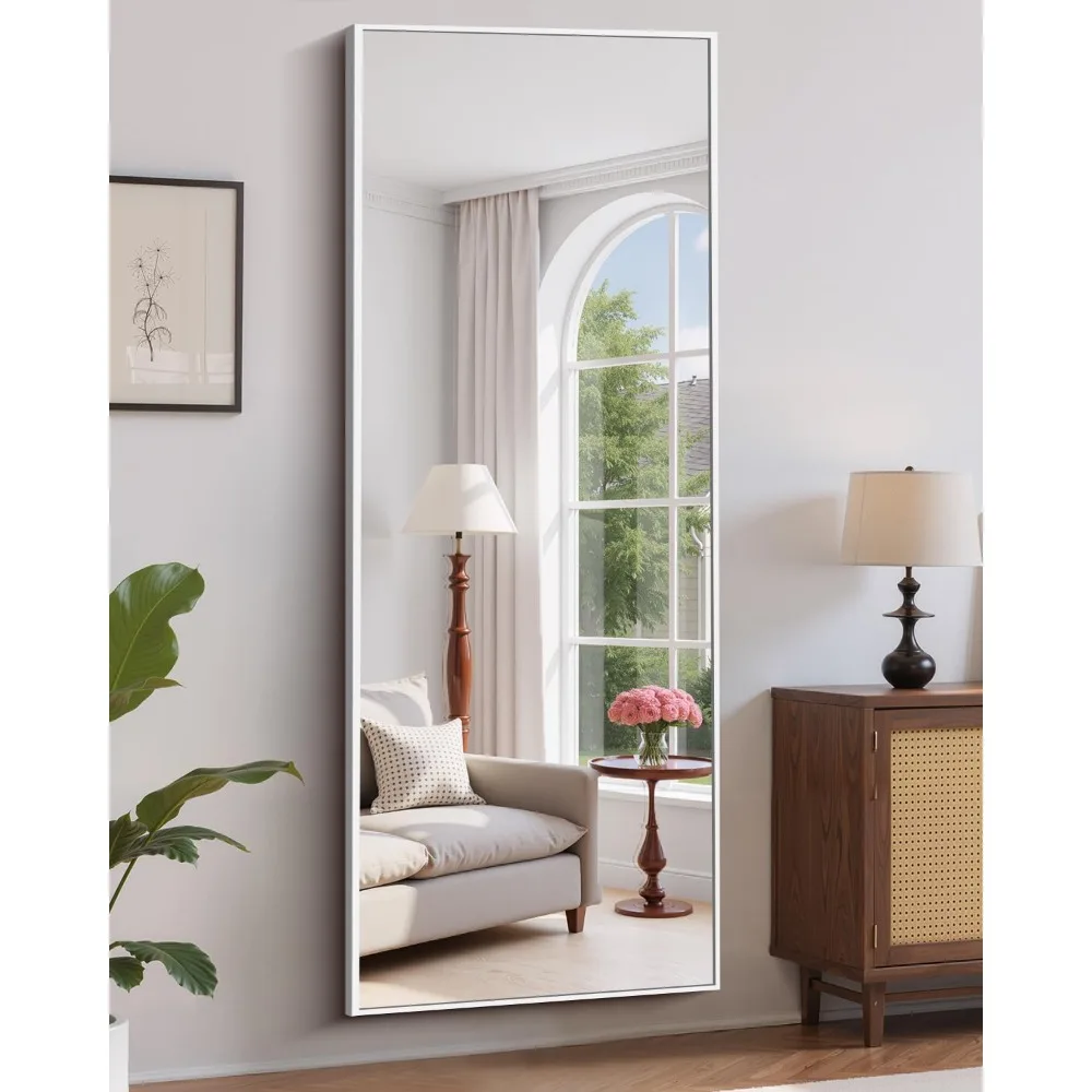 Grande espelho de pé de comprimento total com moldura de liga de alumínio para decoração de casa - espelho de chão de 71x26 polegadas para quarto e sala de estar