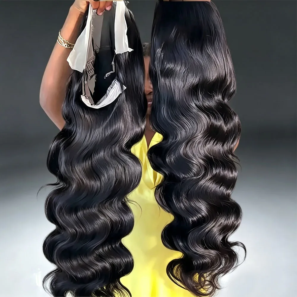 36 40 Inch Body Wave Brazilian Virgin Hair Wigs 13x6 HD Transparent Lace Frontal Wigs 250% Density Glueless Wear&Go Pre Plucked Baby Hair Wigs For Women