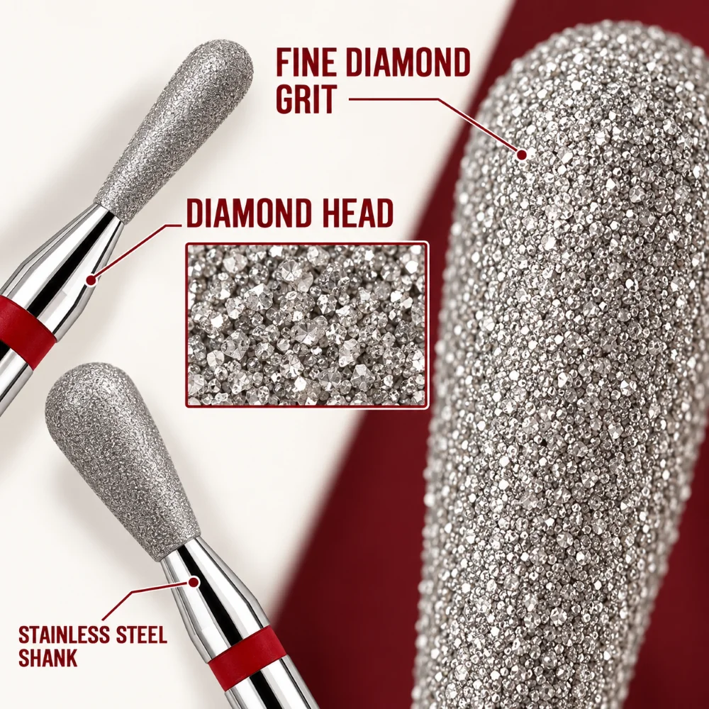 3PCS Nail Drill Bit 1.8/2/3mm Diamond Set Fine Grit for Manicure Pedicure Cuticle Burrs Cleaning Nail Prep Milling Cutter Tool