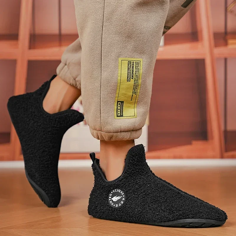 Winter Slippers Men Couples Slippers Non-slip Warm Women and Men Slipper Indoor Soft Shoes Comfortable Flat Home Cotton Shoes