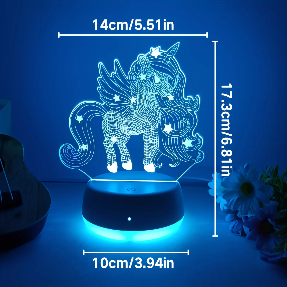 RGB Multi color Unicorn Night Light 3D Visual Light Bedroom Atmosphere Light Room Decoration Light