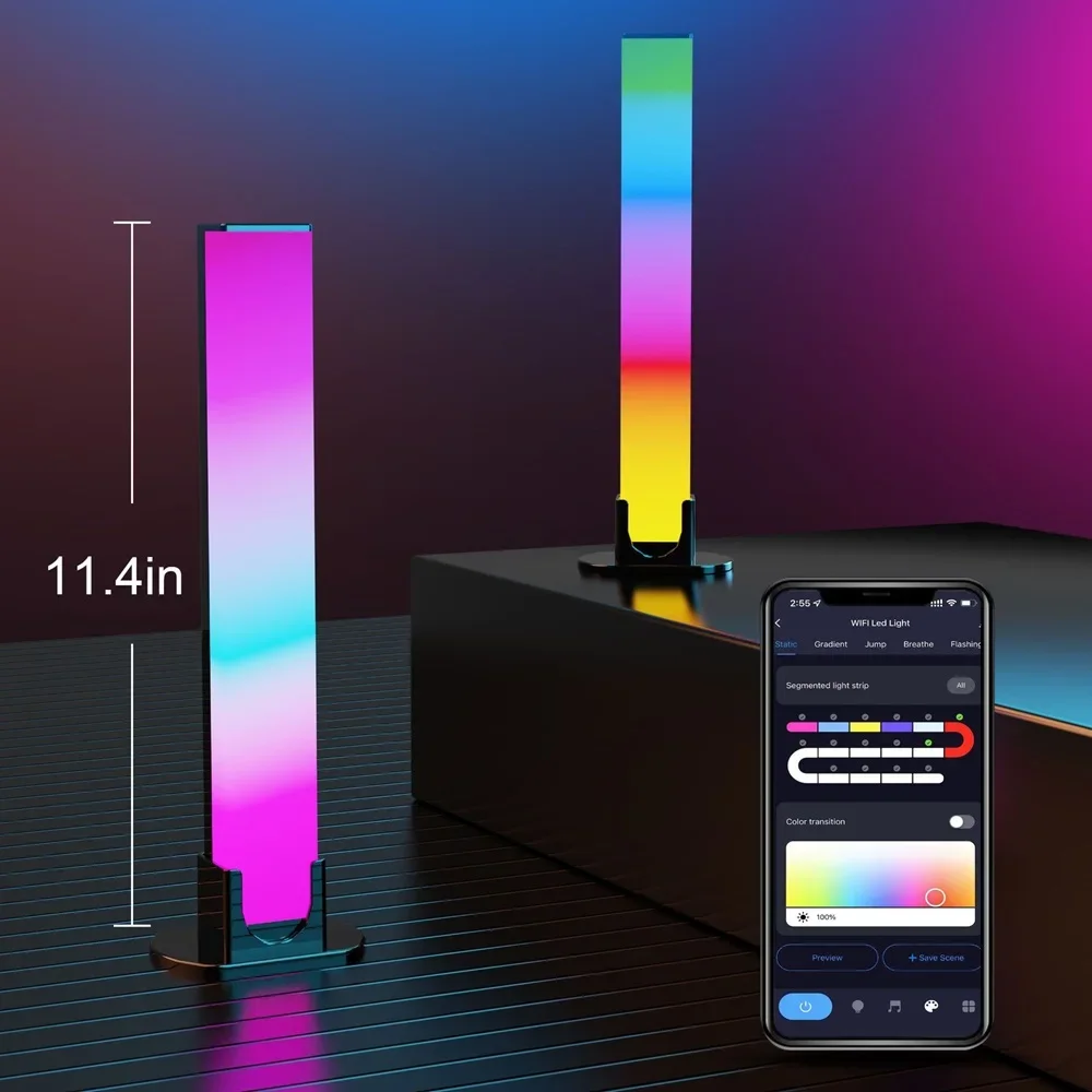 RGB LED ذكي مصباح لتهيئة الجو كمبيوتر مكتبي الموسيقى إيقاع البيئة ضوء اللون لاقط ضوء غرفة نوم الديكور مصباح