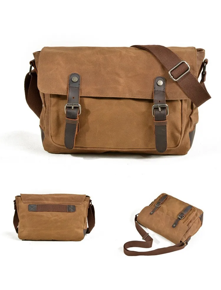 Vintage Herren Outdoor Casual Umhängetasche Canvas Single Shoulder Umhängetasche Herren Anti-Splash Oil Wax Vintage Umhängetasche – Detail 15