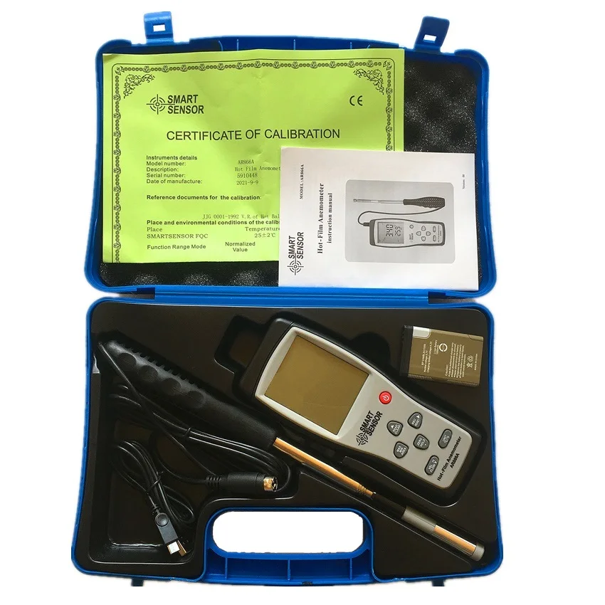 Thermo-anémomètre à fil chaud AR866A 0-30 M/S, testeur de débit d'air, indicateur de vitesse du vent à film chaud avec USB