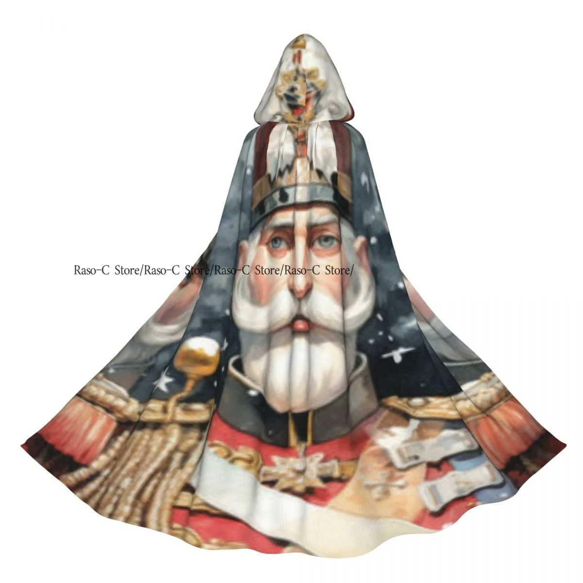 Nutcracker Watercolor Hooded Cloak Polyester Unisex Witch Cape Costume Accessory