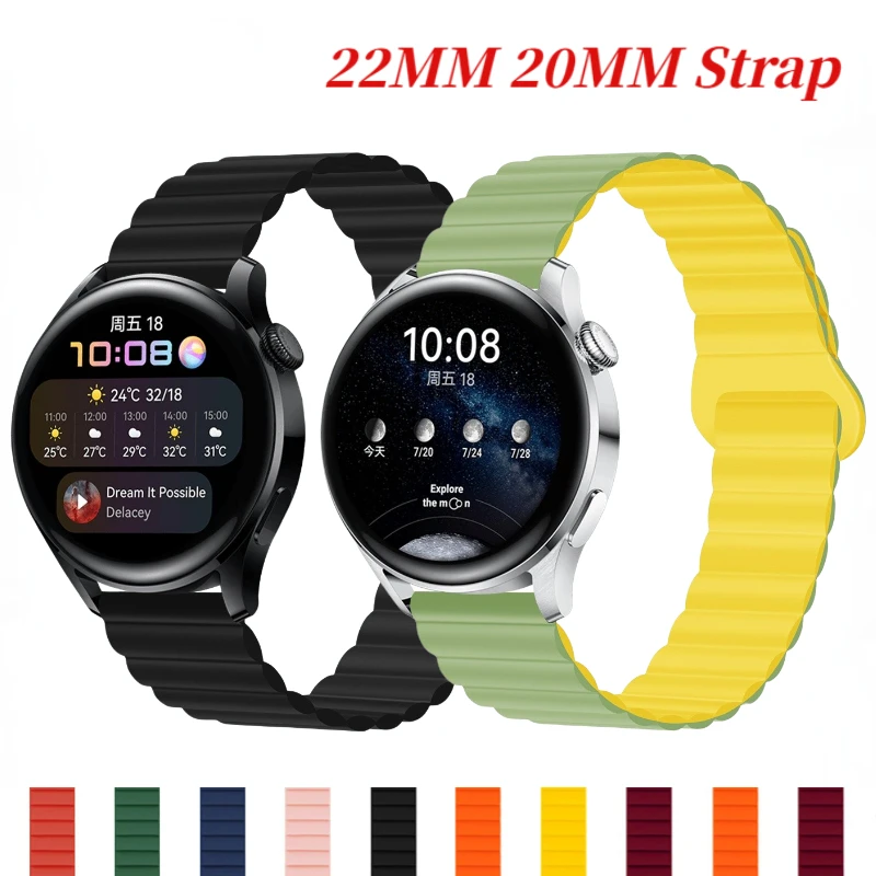 Silicone Strap for Samsung Galaxy Watch 6/5/4 Watch 4/6 Classic Amazfit GTR/GTS Magnetic Bracelet for Huawei Watch 3 GT4/2/3 Pro