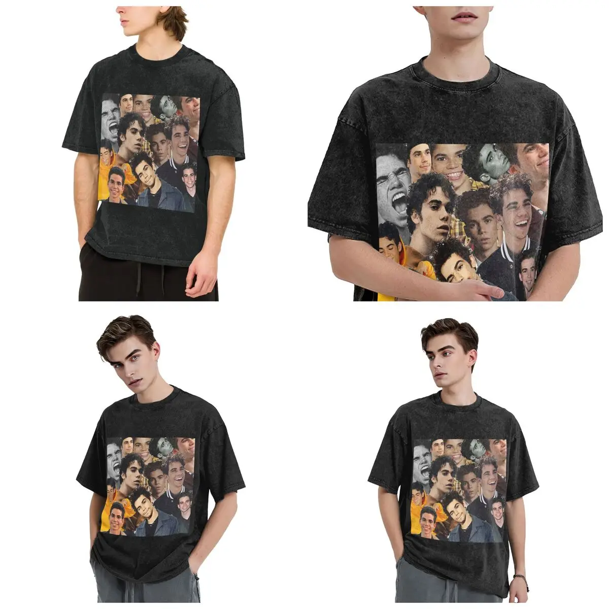 Cameron Boyce Collage Design 2019 Hip Hop Short Sleeve T-Shirts Washed Tops Tees Streetwear T Shirt Oversized for Men woman