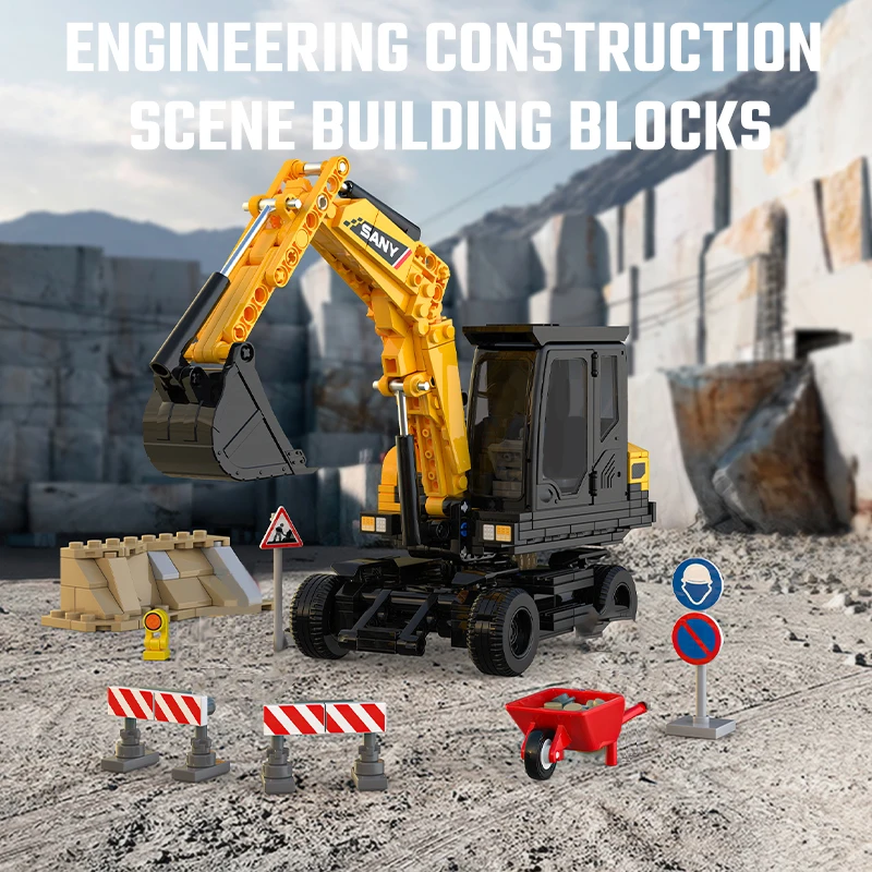 SEMBO Engineering Vehicle Transforming Mech Robot Assemblage Building Blocks MOC Excavator, Truck Models Car Toys for Boys Gifts