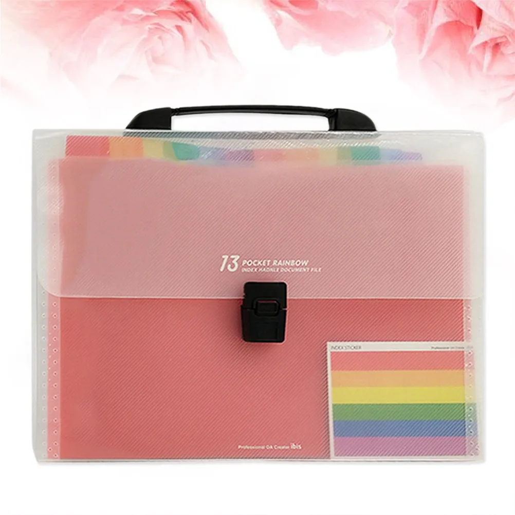 

A4 Expanding Accordion File Folder 13 Pockets Heavy-Duty PP Waterproof Foldable Office File Organizer with Comfort Handle
