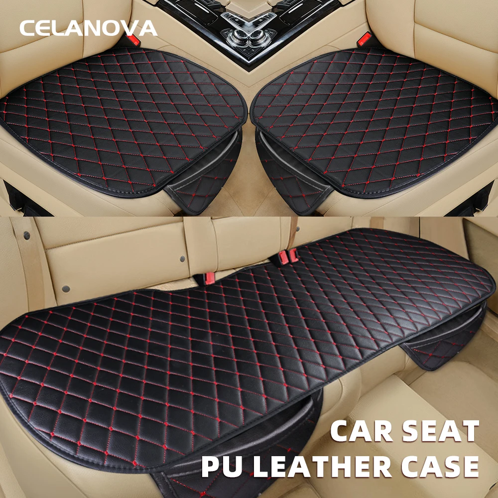 PU Leather Universal Car Seat Cover Auto Chair Front Rear Back Anti Slip Waterproof Breathable Mat Four Season Seat Protector