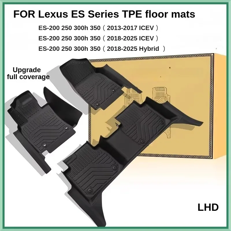 TPE Floor Mats for Lexus ES200 250 300h 350 LHD ICEV Hybrid Full Coverage Waterproof Surround Threshold Accessories