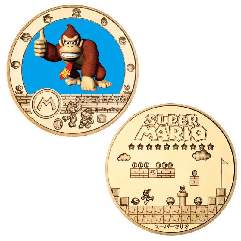 سوبر ماريو بروس يوشي عملة تذكارية أنيمي الأميرة الخوخ واريو الطرفية جمع عملة ديكور المنزل هدايا الأطفال