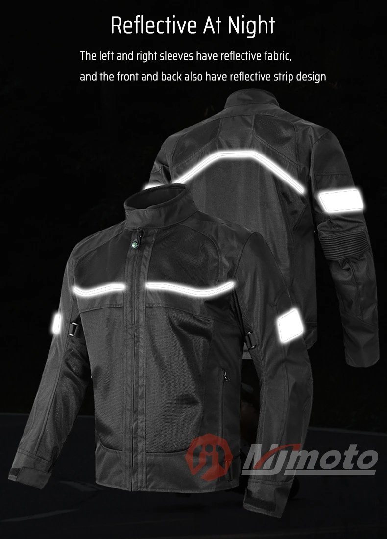 Summer Unisex Motorcycle Jacket Mesh Breathable Motocroos Riding Jacket With Detachable CE Pads Motorbike Jacket Wear-resistant