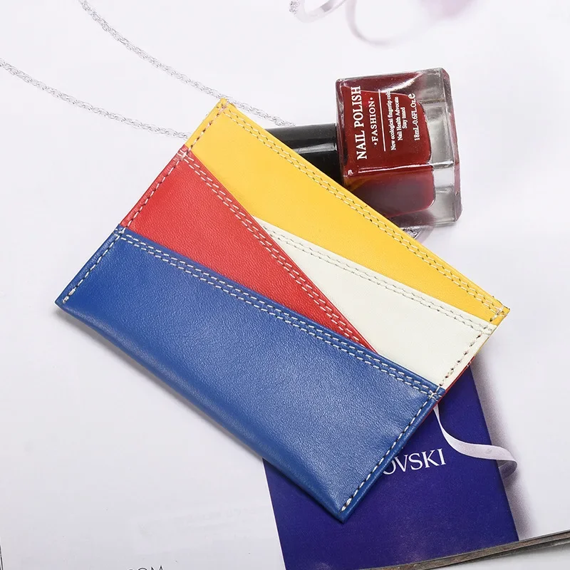 Fashion Women Genuine Leather Business Card Pack Female Credit Card Holder Ultra-thin Colorful Lady ID Cards PouchTarjetero