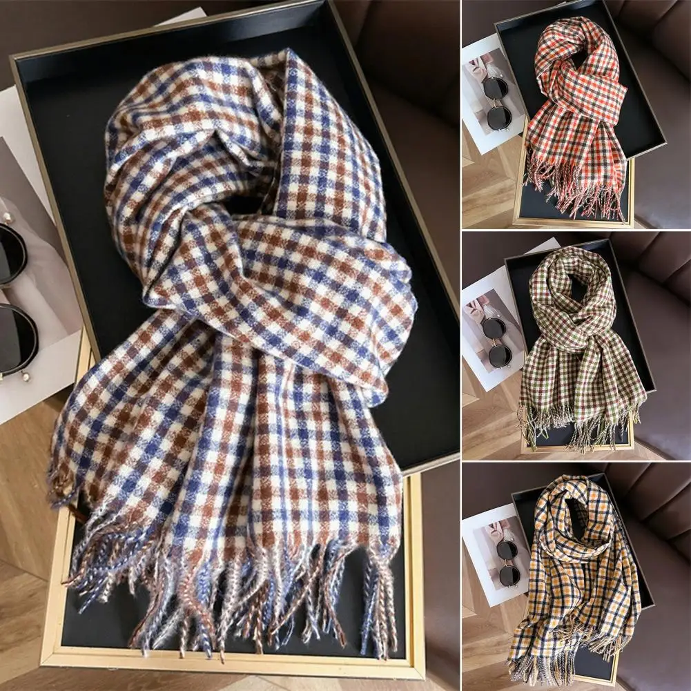 Echarpe-en-tricot-pour-femmes-motif-a-carreaux-chale-tricote-avec-decoration-de-pompon-echarpe-chaude-et-polyvalente-pour-femmes-accessoire-capillaire-confortable