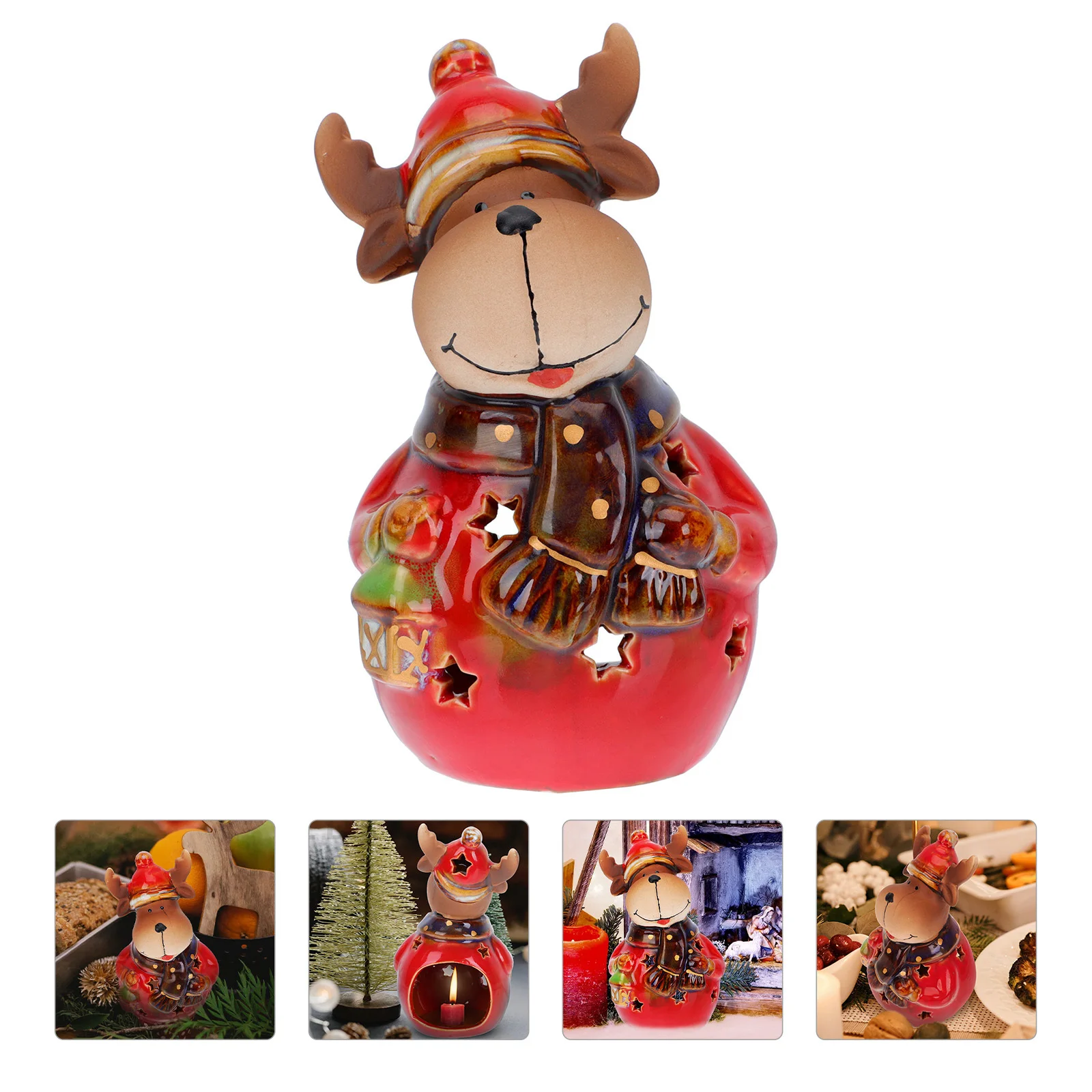

1Pcs Xmas Elk Candlestick Luminous Stand Home Ornament Table Desktop Decorative Candleholder Xmas Candlestick