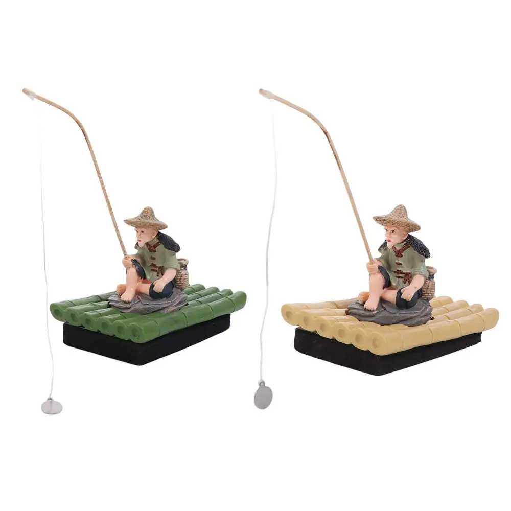 

Realistic Fisherman Figurine Auto-Floating Resin Fish Tank Decorations Handmade Miniature Fishing Ornament Fish Tank Landscape