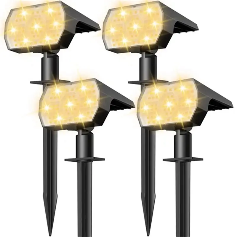 ABVG-Solar Powered Garden Light Outdoor Waterproof, 4Pcs 56 LED 3 Lighting Modes Solar Yard Spot For Outside B