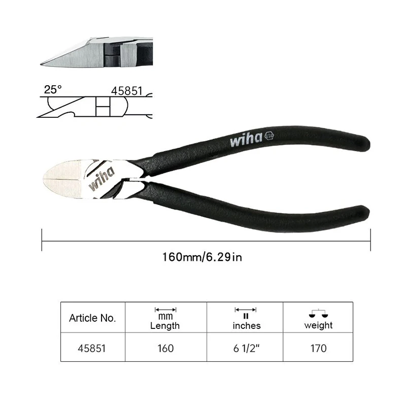 Imagem -06 - Wiha-alicate Diagonal de Cisalhamento Plástico Clássico 45851 160 mm
