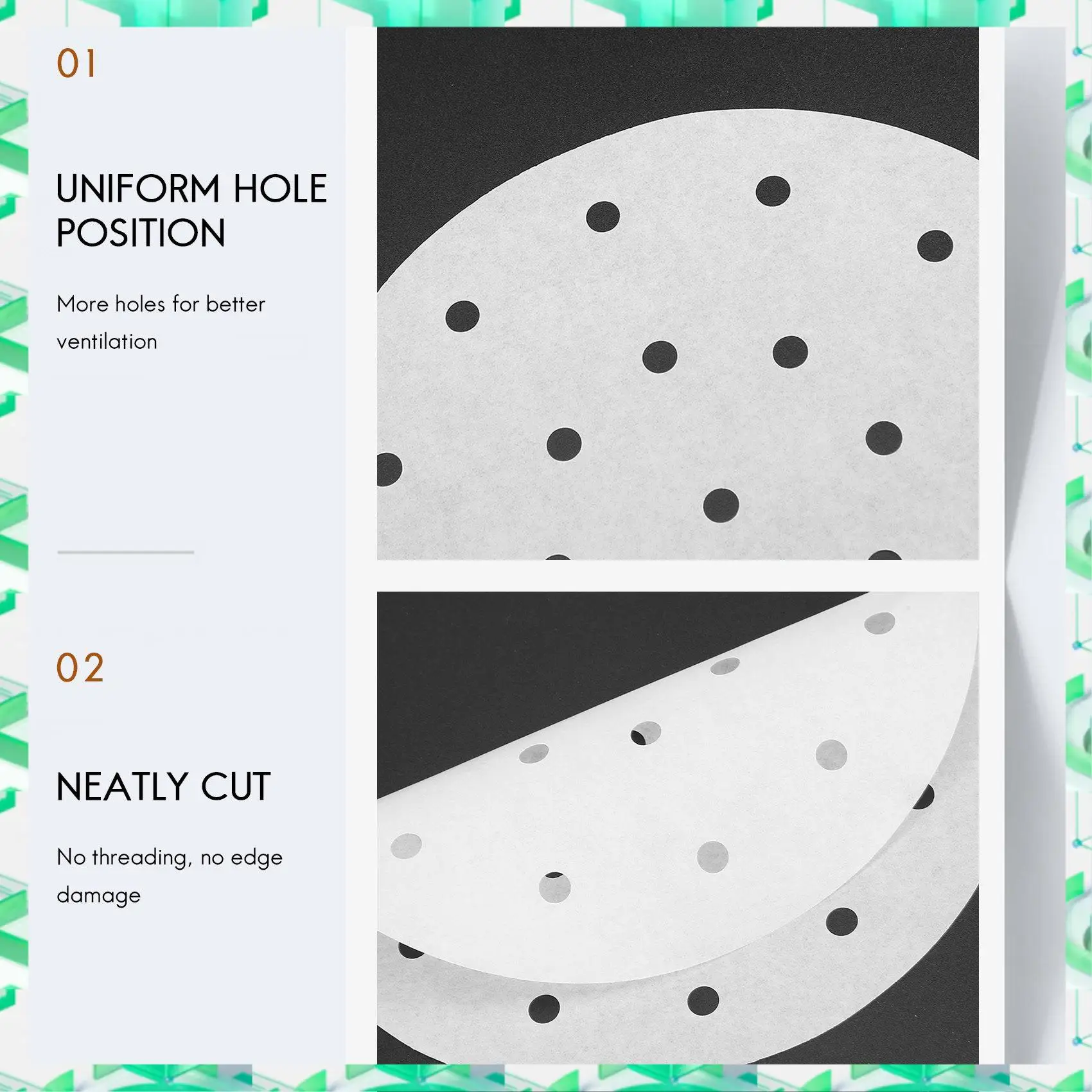 

FIZP Premium Perforated Parchment Air Fryer Paper Liners - 7 Inch - 100 Eco-Friendly Pack - For Bamboo Steamer, Steaming Basket,