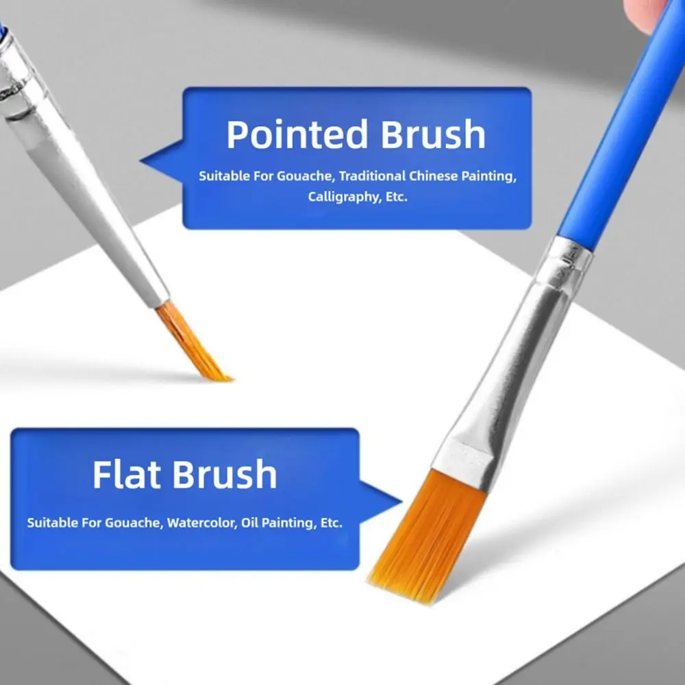 

10/50PCS Flat Head/Pointed Head Oil Painting Brush Long Rod Set Art Painting Supplies Artist Painting Brushes Nylon Hair