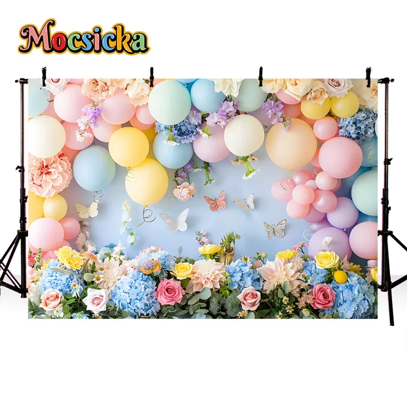 Mocsicka التصوير خلفية طفل حفلة عيد ميلاد سعيد الأزهار بالون خلفية طفل صورة كعكة سحق صور راية استوديو الدعائم #2