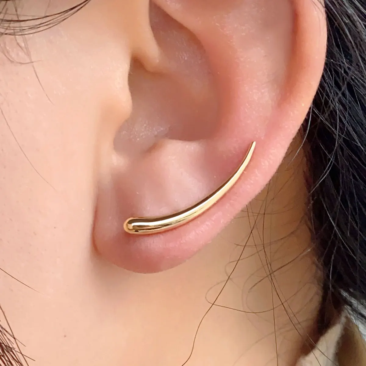 Minimalist Ear Climber Silver Gold Color Ear Cuff Arc Geometry Moon Stud Earrings Curve Ear Crawlers for Women Piercing Jewelry