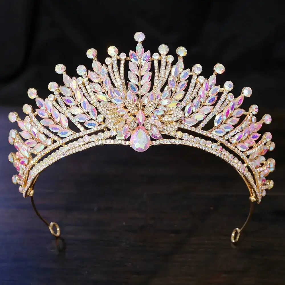 

Королевские свадебные диадемы в стиле барокко с кристаллами AB и стразами, короны для невесты, диадема, женское платье принцессы, аксессуар для волос