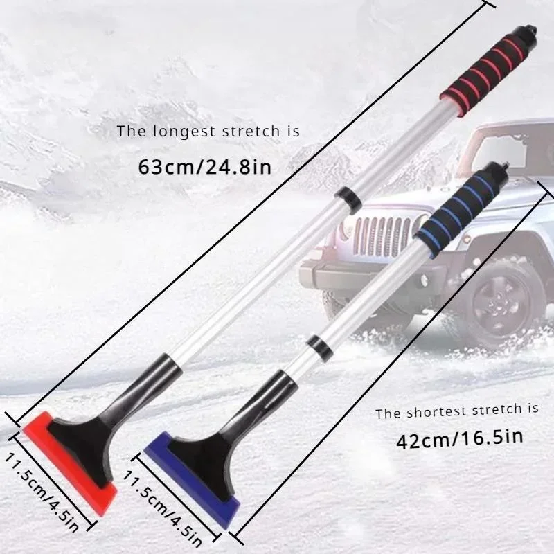 Extendable Aluminum Ice Scraper Snow Brush for Car Windshield Telescopic Extra-long Snow Shovel