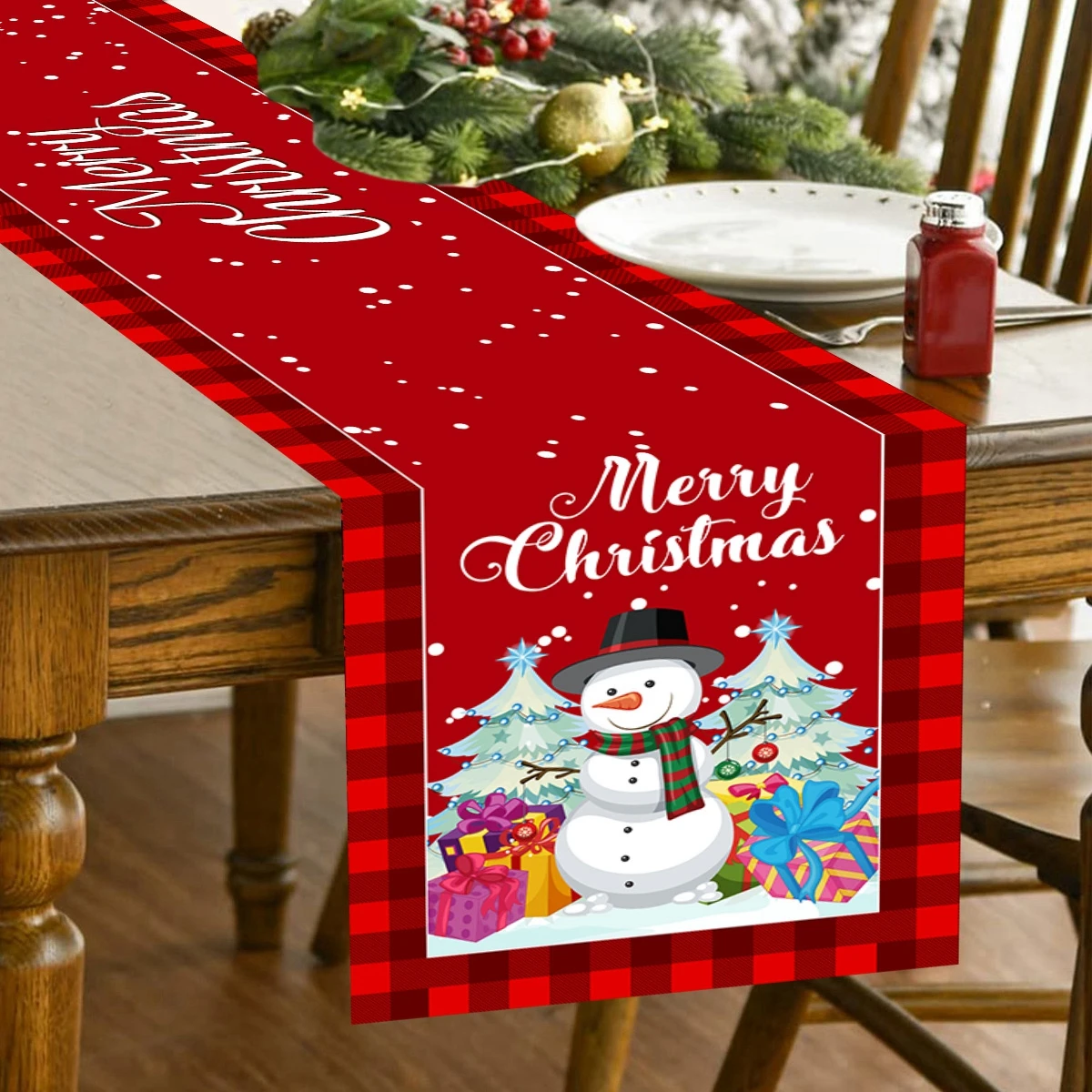 

Christmas Table Runner Merry Christmas Decoration for Home 2024 Table Flag Cover Xmas Ornament Navidad Natal New Year Gift 2025