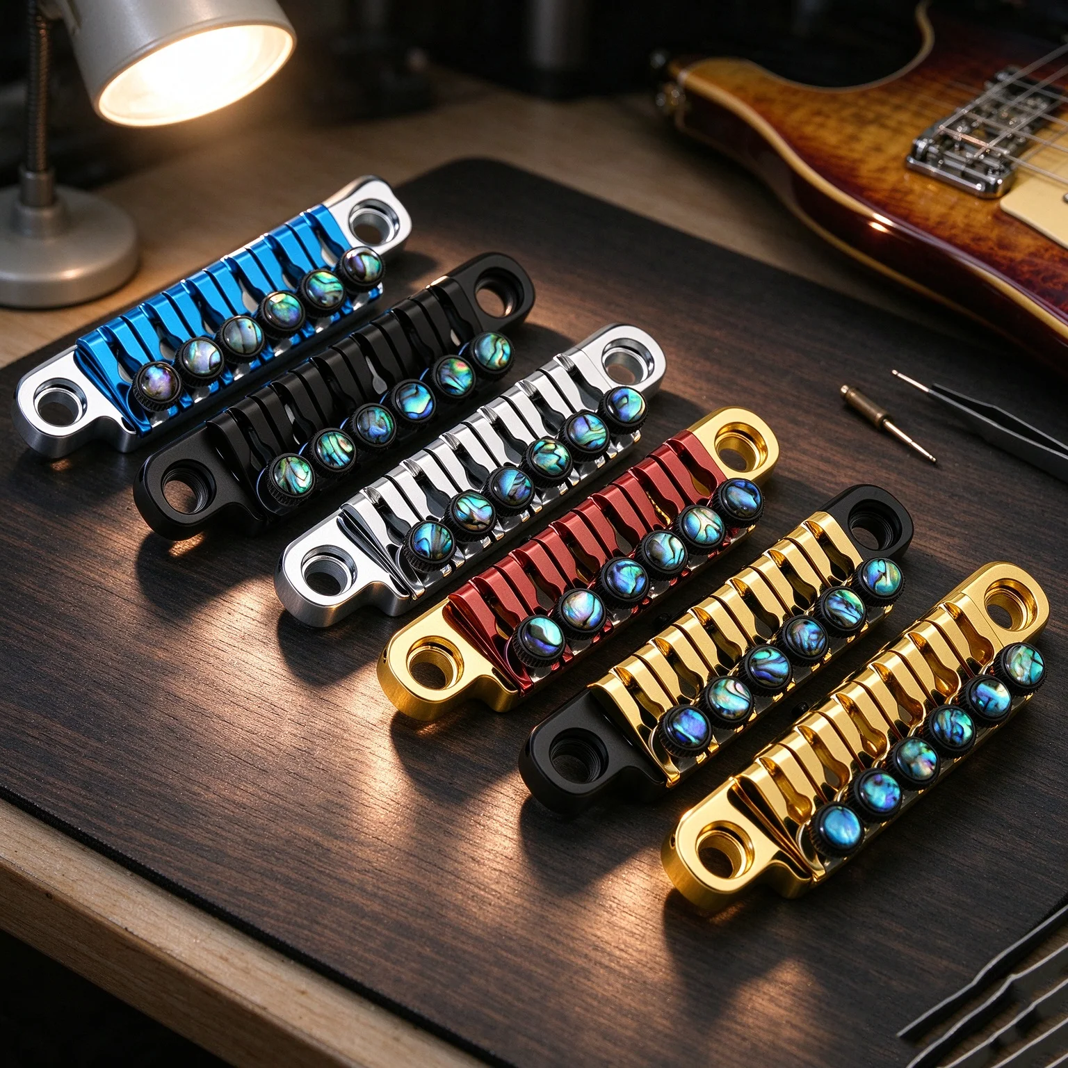 GUYKER TP2X Fine Tuning Stop Bar Tailpiece Zinc Alloy with Abalone Screws for LP 6-String Electric Guitar