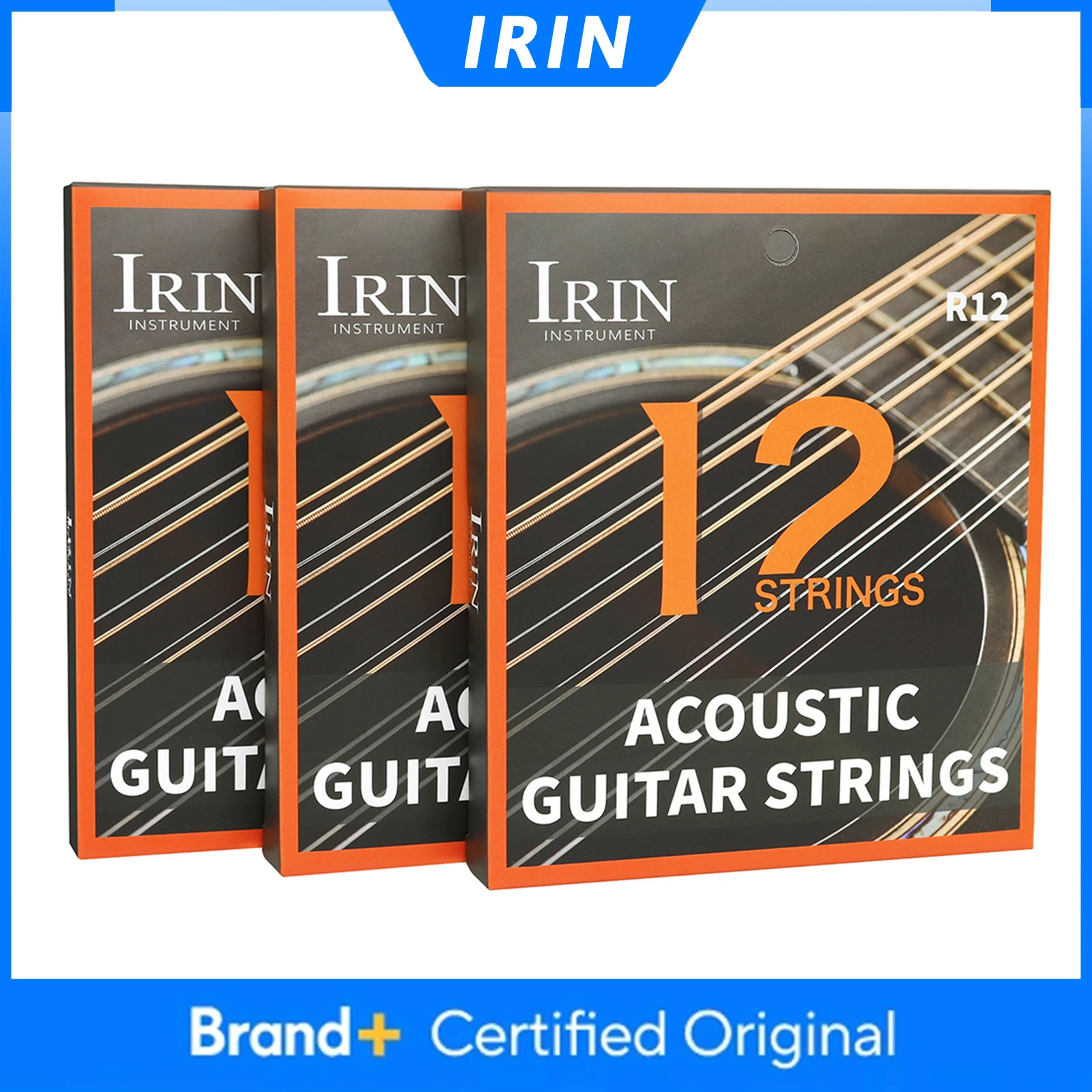IRIN R12 cuerdas de guitarra acústica de 12 cuerdas aleación Hexagonal fósforo bronce PU laminación cuerdas de guitarra accesorios de guitarra