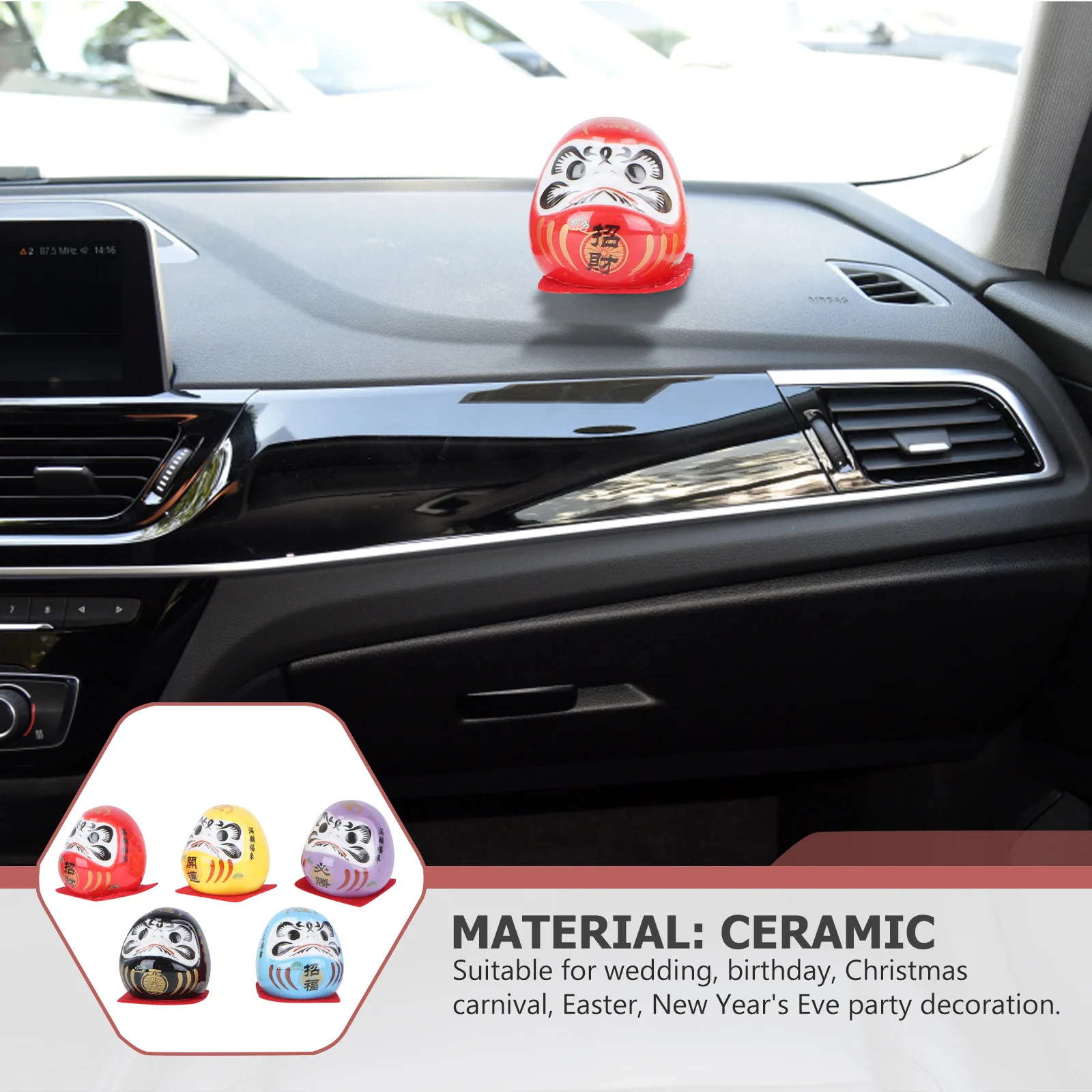 

Home Decor 5pcs Japanese Dharma Ornament Ceramic Desktop Adorn Traditional Craft Office Decoration Holiday Favor Unique Gift Set