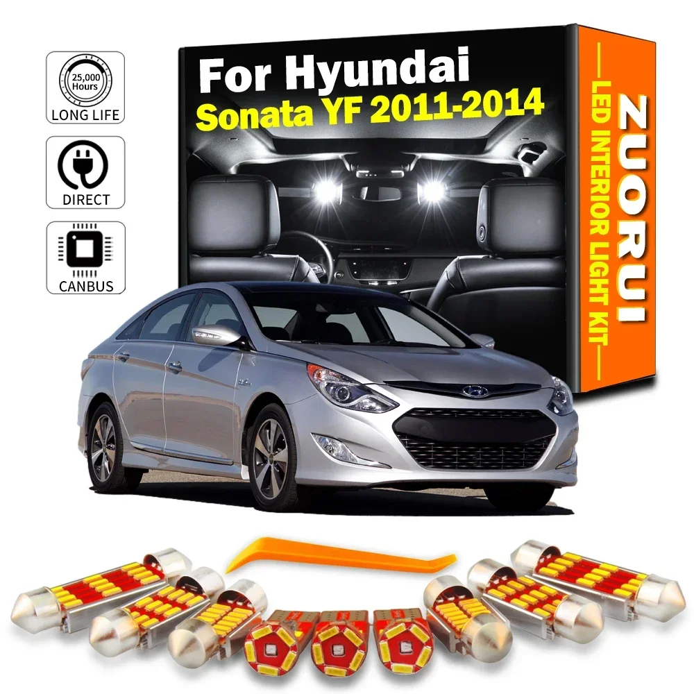 ZUORUI 15Pcs Canbus LED Interior Map Dome Licnese Plate Light ​Kit For Hyundai Sonata YF 2011 2012 2013 2014 Car Accessories