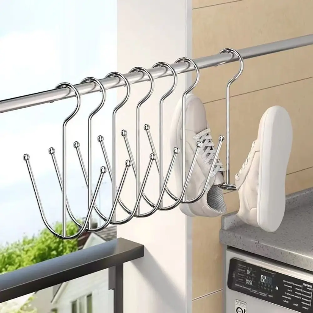 

New Stainless Steel Shoe Drying Rack Hanging Windproof Drying Shoe Hook Space Saving Shoe Drying Artifact